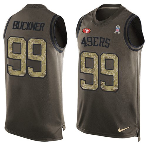 Nike 49ers #99 DeForest Buckner Green Men's Stitched NFL Limited Salute To Service Tank Top Jersey - Click Image to Close